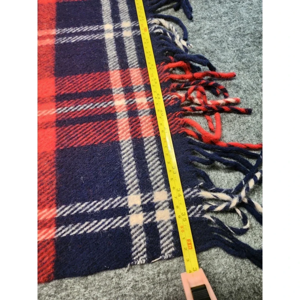 Perth Robe Vintage Wool Carriage Lap Stadium Blanket Throw Navy Red Tartan Plaid